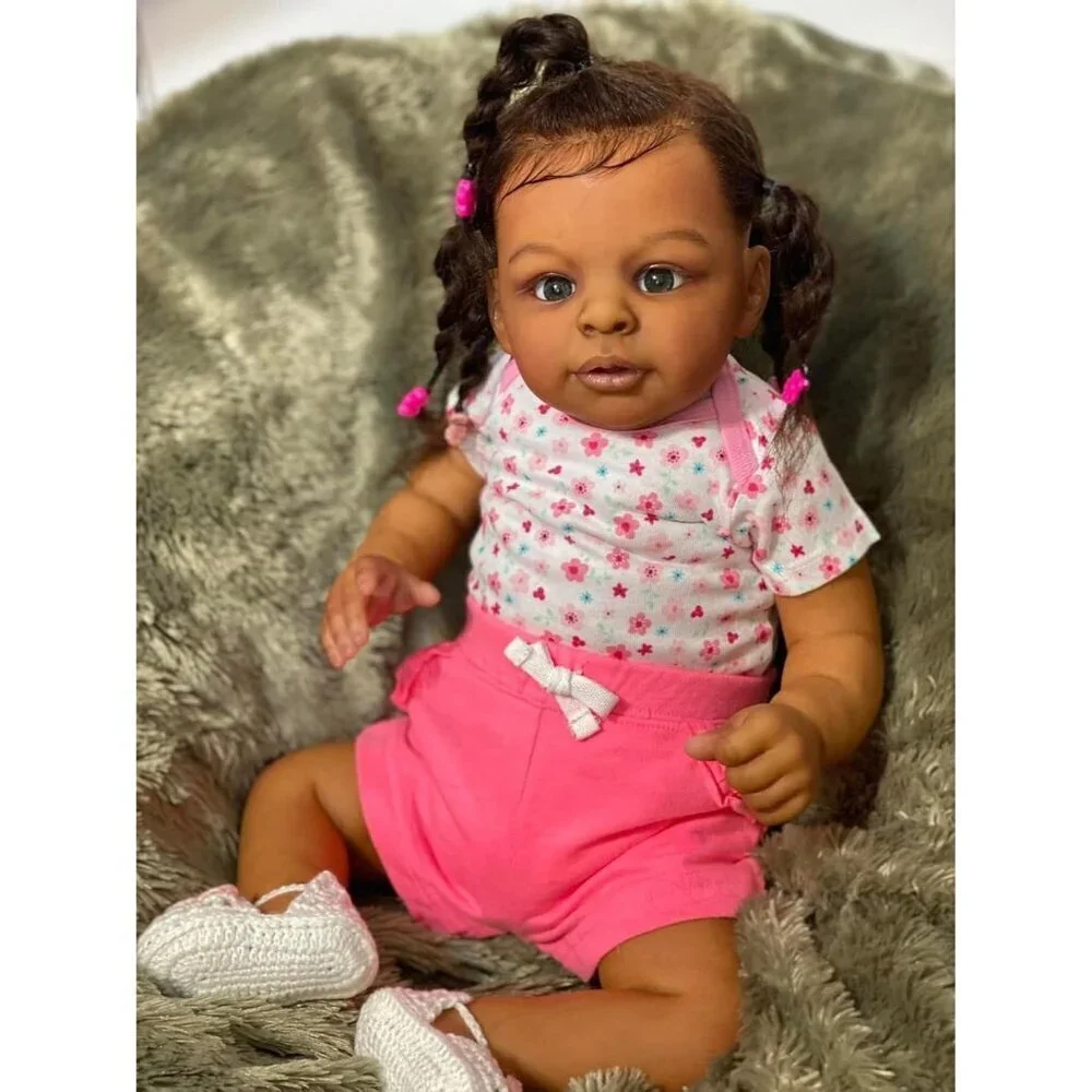 🆕23inch Soft Cloth Body  African American Poseable Limbs Jaylan Reborn Baby